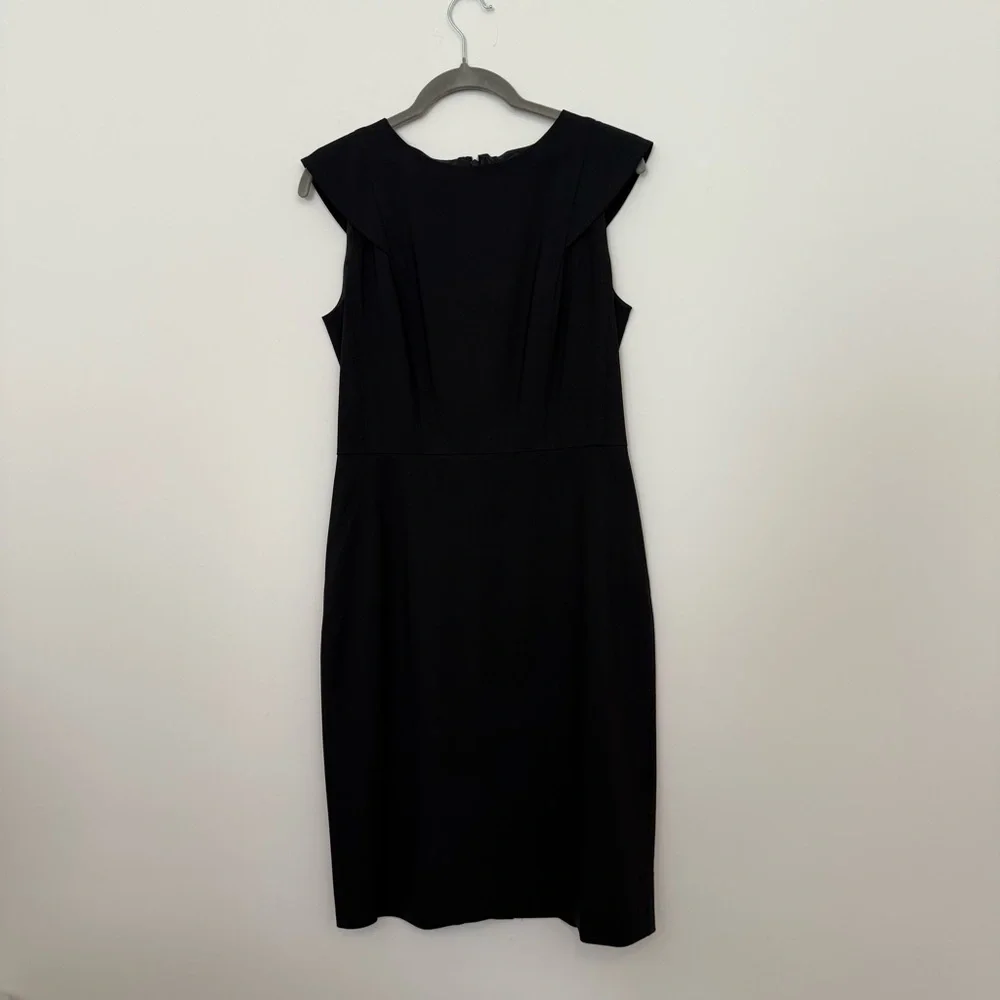 J. Crew Black Madame President Dress Cap Sleeve Pockets Back Zipper and Vent